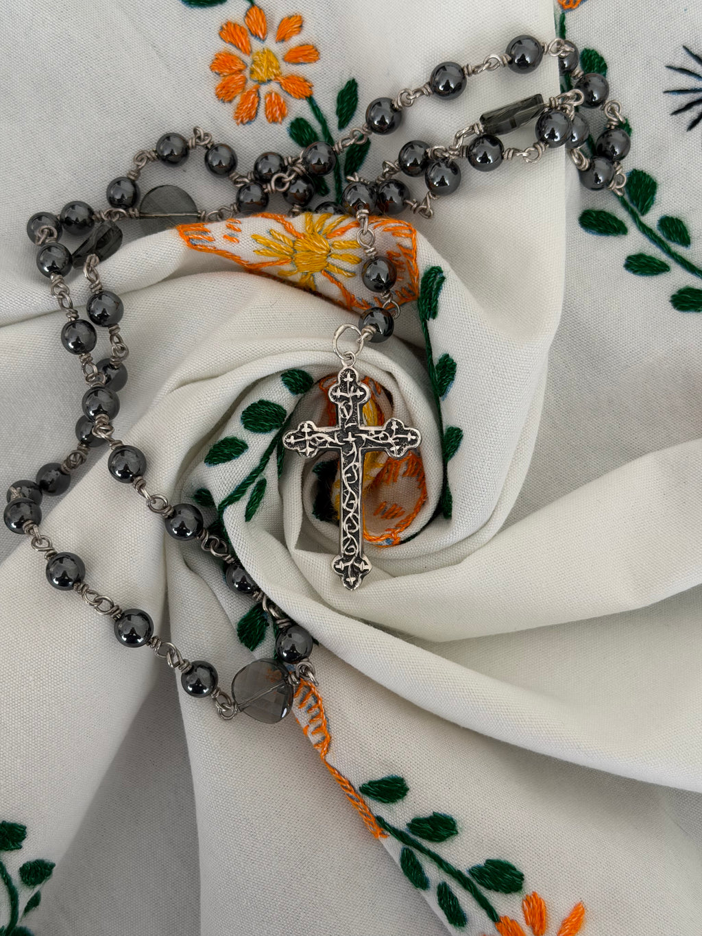 silver rosary